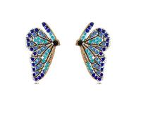DEYOUM Butterfly Earrings for Women Trendy Handmade Cute Colorful Crystal Rhinestone Insect Animal Butterfly Stud Earrings Party Summer Fashion Jewelry Gift, M, Metal, No Gemstone
