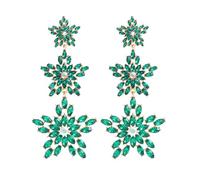DEYOUM Christmas Snowflake Earrings for Women Dainty Colorful Crystal Cubic Zirconia Winter Snowflake Flower Dangle Drop Holiday Earrings Wedding Bridal Prom Christmas Fashion Jewelry, L, Cubic