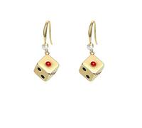 DEYOUM Dice 3D Earrings for Women Trendy Creative Funny Dice Side Weird Casino Geometric Hip Hop Cube Dangle Earrings Fashion Jewelry Gift, M, Metal, No Gemstone