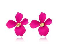 DEYOUM Flower Stud Earrings for Women Chic Bohemian Matte Flower Floral Stud Earrings Elegant Boho Daisy Flower Shaped with Gold Bud Statement Earrings Jewelry Gifts, Zinc, No Gemstone