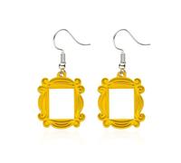 DEYOUM Friends Earrings for Women Unique Yellow TV Show Merchandise Friends Themed Frame Earrings Monica Peephole Door Frame Dangle Drop Earrings 90s Themed Jewelry Gift, Zinc, No Gemstone