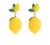 DEYOUM Fruit Banana Earrings for Women Yellow Tropical Fruit Pineapple lemon Bananas Shape Rhinestone Dangle Drop Earrings Statement Party Vacation Summer Beach Jewelry Gifts, M, Metal, Rhinestone