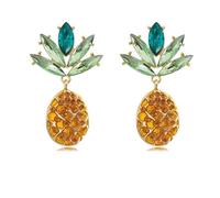 DEYOUM Fruit Banana Earrings for Women Yellow Tropical Fruit Pineapple lemon Bananas Shape Rhinestone Dangle Drop Earrings Statement Party Vacation Summer Beach Jewelry Gifts, M, Metal, Rhinestone