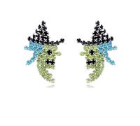 DEYOUM Halloween Witch Earrings for Women Trendy Vintage Colorful Rhinestone Witch Magic Hat Stud Earring Lightweight Halloween Gothic Jewelry Gifts Accessory, M, Metal, Rhinestone