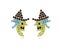 DEYOUM Halloween Witch Earrings for Women Trendy Vintage Colorful Rhinestone Witch Magic Hat Stud Earring Lightweight Halloween Gothic Jewelry Gifts Accessory, M, Metal, Rhinestone