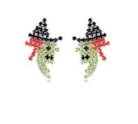 DEYOUM Halloween Witch Earrings for Women Trendy Vintage Colorful Rhinestone Witch Magic Hat Stud Earring Lightweight Halloween Gothic Jewelry Gifts Accessory, M, Metal, Rhinestone