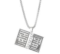 DEYOUM Holy Bible Book Pendant Necklace for Women Book Lovers Trendy Stainless Steel Readable Holy Bible Openable Prayer Verse Adjustable Chain Pendant Necklace Christian Librarian Holiday Fashion