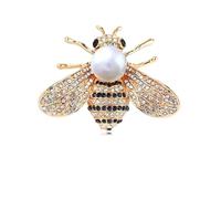 DEYOUM Honey Bee Brooches Pin for Women Men Dainty Cute Crystal Rhinestone Pearl Animal Insect Themed Honeybee Animal Brooch Lapel Pin Birthday Party Christmas Summer Jewelry Gift Dress Accessories, M