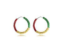 DEYOUM Juneteenth Earrings for Women African 1865 Juneteenth History Hoop Earrings Freedom Day Statement Black Green Yellow Inspired Fashion Jewelry Accessories, M, Metal, No Gemstone