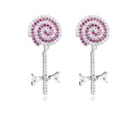 DEYOUM Lollipop Earrings for Women Trendy Unique Sweet Sparkling Crystal Rhinestone Sugar Candy Lollipop Dangle Drop Earrings Holiday Vacation Party Jewelry, M, Metal, Rhinestone