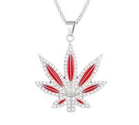 DEYOUM Marijuana Leaf Necklace for Women Personalized Punk Hip-hop Large Cubic Zirconia Maple Fall Leaves Charm Pendant Necklace Statement Thanksgiving Christmas Jewelry Gift, Zinc, Rhinestone
