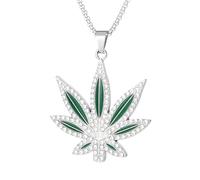DEYOUM Marijuana Leaf Necklace for Women Personalized Punk Hip-hop Large Cubic Zirconia Maple Fall Leaves Charm Pendant Necklace Statement Thanksgiving Christmas Jewelry Gift, Zinc, Rhinestone