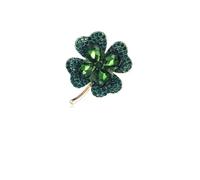 DEYOUM St. Patrick's Day 4 Leaf Clover Brooch Pin for Women Men Elegant Sparkling Crystal Classic Clover Brooch Pin Lapel Jacket wedding fashion jewelry, M, Metal, crystal