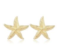 DEYOUM Starfish Stud Earrings for Women Boho Exaggerated Large Gold Statement Star Earrings Vintage Trendy Summer Beach Ocean Gold Chunky Statement Beach Jewelry Gifts, Zinc, No Gemstone