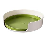 DEYUCUL 11" Lazy Susan, U-Shaped Opening Rotating Organizer with Steel Ball Bearing, Removable 360° Bottom Tray & Raised Edge for Cabinet, Pantry, Fridge, Bathroom, Office & Home Storage