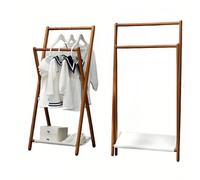 DEYUCUL 64kg Heavy Duty SINGLE Rail Bamboo Clothes Airer - Foldable DRYING Rack with Storage Shelf, 80cm Compact for Small Spaces (Not a Wardrobe Rail)