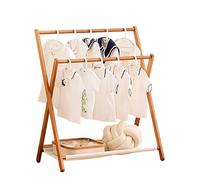 DEYUCUL 80kg Heavy Duty Bamboo Clothes Airer - Foldable Drying Rack with Storage Shelf, 80cm Wide Space Saving for Small Spaces & UK Balconies (Rust-Proof Bamboo)