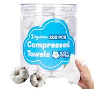 Deyuoau Portable Compressed Coin Tissues, Disposable Compressed Face Towels, Compressed Cotton Hand Towels, Camping Towels, Mini Compressed Towels for Travel, Home, and Outdoor Activities（200PCS）