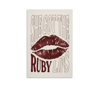 Dezanfrix Lips Poster Vintage Wall Art Girls Room Wall Art Fashion Poster Canvas Print Painting Artwork Living Room Bedroom Kitchen Decor Gift 20x30inch(50x75cm) Unframe