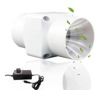 DEZARO 3'' 75 mm Inline Extractor Duct Fan with Governor, 90 m³/h Air Flow Exhaust Fan Quiet Blower for Bathroom, Shoe cabinet, Grow Rooms, Doghouse, Motorhome, Attic,Yacht, 75mm