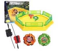 DEZAWRTY X Gyro Stadium Set - 2 High-Speed Spinning Tops, 2 Launchers & 1 X-Acceleration Rail Arena for Top Battles - Boys Toys Age 6+, Durable, Safe & Exciting Kids Gift (Yellow)