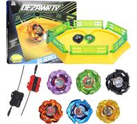 DEZAWRTY X Gyro Stadium Set - 6 High-Speed Spinning Tops, 2 Launchers & 1 X Acceleration Rail Arena for Top Battles - Boys Toys Age 6+, Durable, Safe & Exciting Kids Gift (Yellow)