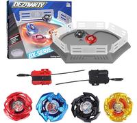 DEZAWRTY Xtreme Stadium Battle Set with X-Acceleration Rail, 1 Arena, 4 Spinning Tops and 2 Launchers, Boys Kids Toys Birthday Gift 6+ (Grey)