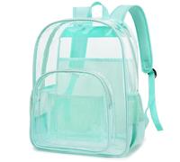 Dezcrab Clear Backpack School Backpack Bookbag for Girls Boys Women Men, Heavy Duty See Through Transparent Backpacks, Mint Green, Classic