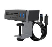 DEZCTOP 7-in-1 USB 3.2 Gen 2 Clamp Hub Adapter With Card Reader, 4.92Ft Cable, 10Gbps Speed, Compatible With All USB-A/C Laptops for Windows, MacOS, Linux