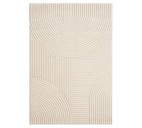 DEZENCO UnAmourDeTapis Elevator Mat, 140 x 200 cm, Ecru, Simple Graphic Relief Pattern, Rectangular Shape, Made in Turkey, Woven High Pile 9592