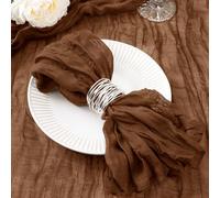 DeZerlor 100 Pack Brown Cheesecloth Napkins Tan Fall Thanksgiving Cloth Napkins Set of 100 Marron Dinner Table Napkins Bulk 21x21 Inches for Thanksgiving Wedding Bridal Shower Baby Shower Xmas Party