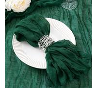 DeZerlor 100 Pack Emerald Green Cheesecloth Napkins Fall Thanksgiving Cloth Napkins Set of 100 Dark Green Dinner Table Napkins Bulk 21x21 Inches for Thanksgiving Wedding Bridal Shower Baby Shower Xmas