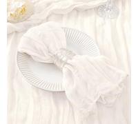 DeZerlor 100 Pack Ivory White Cheesecloth Napkins Fall Thanksgiving Cloth Napkins Set of 100 White Dinner Table Napkins Bulk 21x21 Inches for Thanksgiving Wedding Bridal Shower Baby Shower Xmas Party