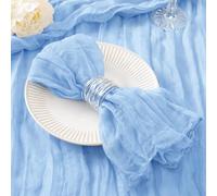 DeZerlor 12 Pack Light Blue Cheesecloth Napkins Washable Summer Blue Cloth Napkins Set of 12 Boho Cotton Gauze Dinner Table Napkins Bulk 21x21 Inches for Wedding Bridal Baby Boy Shower Birthday