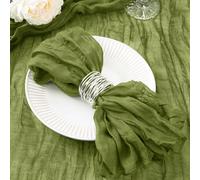 DeZerlor 20 Pack Olive Green Cheesecloth Napkins Washable Summer Green Cloth Napkins Set of 20 Cotton Gauze Dinner Table Napkins Bulk 21x21 Inches for Wedding Bridal Baby Shower Tea Party Decor