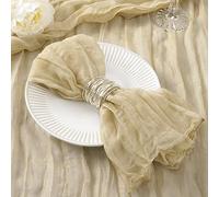DeZerlor 50 Pack Champagne Cheesecloth Napkins Washable Summer Champagne Cloth Napkins Set of 50 Cotton Gauze Dinner Table Napkins Bulk 21x21 Inches for Wedding Bridal Shower Baby Shower Parties