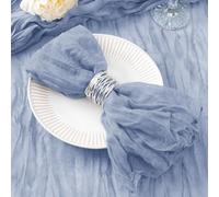 DeZerlor 50 Pack Dusty Blue Cheesecloth Napkins Fall Thanksgiving Cloth Napkins Set of 50 Blue Dinner Table Napkins Bulk 21x21 Inches for Wedding Bridal Baby Shower Birthday Xmas Decor