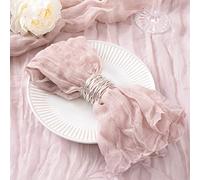 DeZerlor 50 Pack Pink Cheesecloth Napkins Washable Summer Light Pink Cloth Napkins Set of 50 Cotton Gauze Dinner Table Napkins Bulk 21x21 Inches for Wedding Bridal Girl Baby Shower Sweet 16 Party