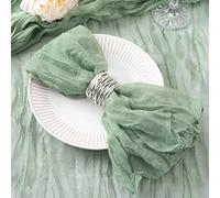 DeZerlor 50 Pack Sage Green Cheesecloth Napkins Fall Thanksgiving Cloth Napkins Set of 50 Sage Dinner Table Napkins Bulk 21x21 Inches for Thanksgiving Wedding Bridal Shower Baby Shower Xmas Party