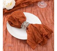 DeZerlor 50 Pack Terracotta Cheesecloth Napkins Burnt Orange Spring Cloth Napkins Set of 50 Dinner Napkins Bulk 21x21 Inches for Wedding Bridal Shower Baby Shower Valentine's Day