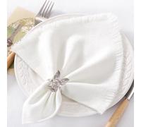 DeZerlor 6 Pack Ivory White Cotton Linen Napkins with Fringe Spring Easter Cloth Napkins Set of 6 Boho Handmade Dinner Napkins Bulk for Wedding Bridal Baby Shower Parties, 17 x 17 Inches
