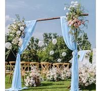 DeZerlor Baby Blue Wedding Arch Draping Fabric 29" x 20 FT Blue Wedding Drapes for Backdrop Sheer Curtains Drapes for Romantic Bridal Baby Shower Ceremony Birthday Party Fall Outdoor Events
