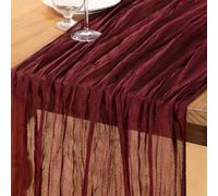 DeZerlor Burgundy Cheesecloth Table Runner Summer Table Runner Boho Gauze 120 Inches Cheese Cloth Table Decor for Wedding Bridal Baby Shower Parties