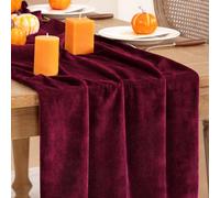 DeZerlor Burgundy Red Velvet Table Runner Spring Table Runner 20 x 120 Inch Luxurious Elegant Velvet Fabric Easter Table Decorations for Wedding Dinner Party Bridal Baby Shower