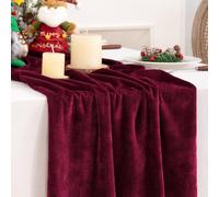 DeZerlor Burgundy Red Velvet Table Runner Spring Table Runner 20 x 120 Inch Luxurious Elegant Velvet Fabric Easter Table Decorations for Wedding Dinner Party Bridal Baby Shower