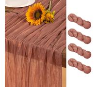 DeZerlor Dusty Rose Cheesecloth Table Runner 4 Pack Fall Table Runners Boho Gauze 120 Inches Cheese Cloth Fall Table Decorations for Thanksgiving Wedding Bridal Baby Shower Birthday Party Decor