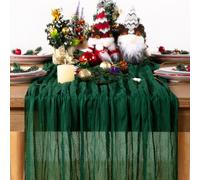 DeZerlor Emerald Green Cheesecloth Table Runner Spring Table Runner Boho Gauze 120 Inches Cheese Cloth Table Decor for Wedding Bridal Baby Shower Valentine's Day