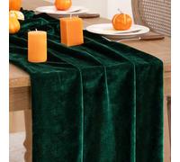 DeZerlor - Emerald Green Velvet Table Runner, 20" x 120", Solid Pattern, Classic Style