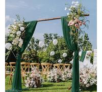 DeZerlor Emerald Green Wedding Arch Draping Fabric 2 Panels 29" x 20 FT Wedding Drapes for Backdrop Sheer Green Curtains for Romantic Bridal Baby Shower Ceremony Birthday Party Spring Outdoor Events