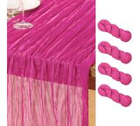 DeZerlor Hot Pink Cheesecloth Table Runner 4 Pack Summer Table Runners Boho Gauze 120 Inches Cheese Cloth Table Decor for Wedding Bridal Baby Shower Parties